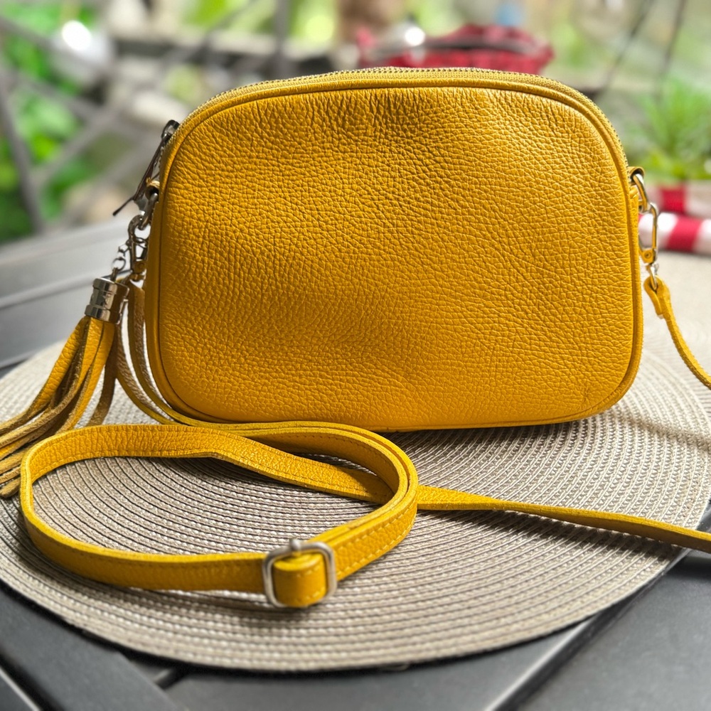 Yellow Leather Crossbody Bag